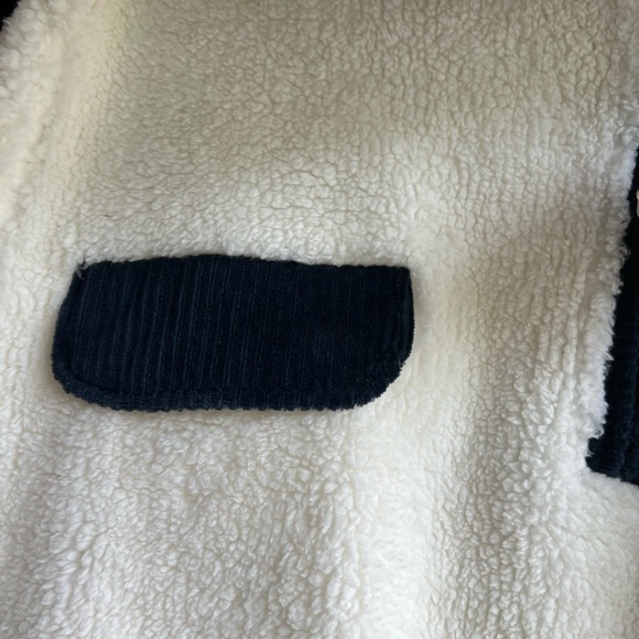 NWT Faherty Cream White and Navy Cord Mix Fleece Popover, Outdoor Sz - XL - Picture 3 of 16